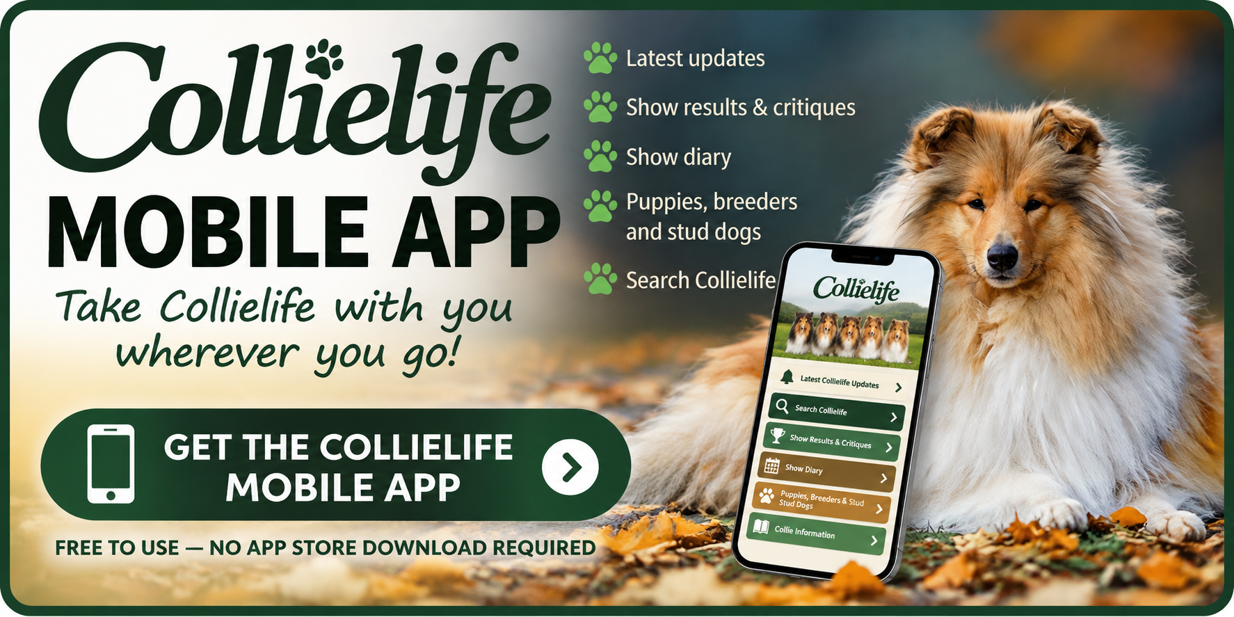 Get the free Collielife mobile app - tap for installation instructions